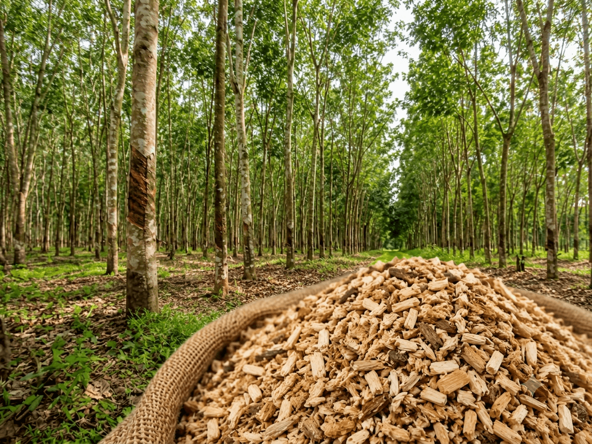 Sustainable Rubber Wood Chips